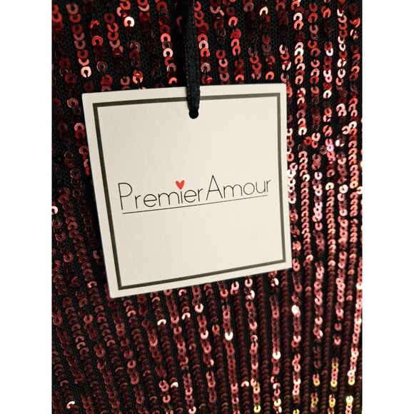 NWT Premier Amour Sequin Wrap Party Dress Cocktail Size 10 Red, Cranberry Gold - Picture 5 of 11